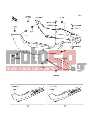 KAWASAKI - NINJA® 500 1994 - Body Parts - Side Covers/Chain Cover(EX500-D1) - 36030-5280-20 - COVER-SIDE,LH,P.P.BLACK MICA