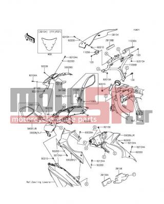 KAWASAKI - NINJA® 650 ABS 2013 - Body Parts - Cowling - 55028-0470 - COWLING,INNER,RH