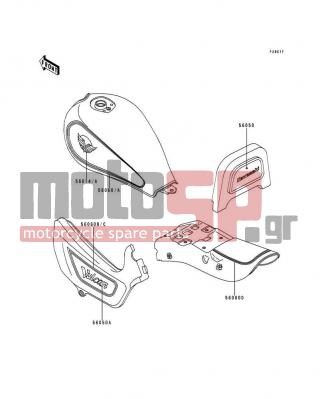 KAWASAKI - VULCAN 500 1994 - Εξωτερικά Μέρη - Decals(EN500-A5)(Red/Red) - 56060-1740 - PATTERN,SIDE COVER,RH