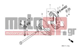 HONDA - NX250 (ED) 1988 - Brakes - REAR BRAKE PANEL - 43410-KW3-670 - ARM, RR. BRAKE