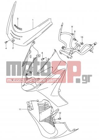 SUZUKI - AN400 (E2) Burgman 2001 - Body Parts - FRONT LEG SHIELD (MODEL X) - 48137-14F00-22U - SHIELD, LEG LOWER (MAROON)