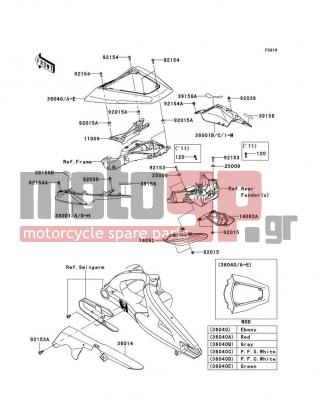 KAWASAKI - NINJA® ZX™-10R ABS 2013 - Body Parts - Side Covers/Chain Cover - 36001-0580-777 - COVER-SIDE,TAIL,LH,L.GREEN