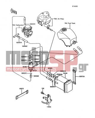 KAWASAKI - CONCOURS 1993 - Body Parts - Fuel Evaporative System(CA) - 92037-1104 - CLAMP,HOSE