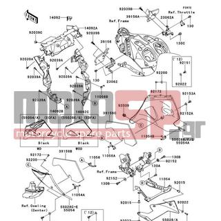 KAWASAKI - NINJA® ZX™-14R 2013 - Body Parts - Cowling Lowers - 11056-1097 - BRACKET,LWR COWLING,FR,LH
