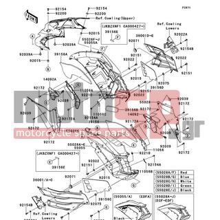 KAWASAKI - NINJA® ZX™-14R 2013 - Body Parts - Cowling(Center) - 92022-1521 - WASHER,NYLON,5.3X11.5X1.5