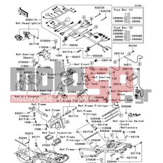 KAWASAKI - NINJA® ZX™-14R ABS 2013 -  - Chassis Electrical Equipment - 26011-0087 - WIRE-LEAD,BATTERY(-)