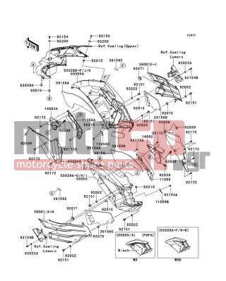 KAWASAKI - NINJA® ZX™-14R ABS 2013 - Body Parts - Cowling(Center) - 55028-0439-234 - COWLING,SIDE,LH,P.RED