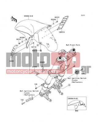 KAWASAKI - NINJA® ZX™-14R ABS 2013 - Body Parts - Front Fender(s) - 35004-0131-234 - FENDER-FRONT,P.RED
