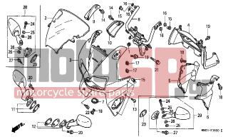 HONDA - VFR800 (ED) 2000 - Body Parts - UPPER COWL - 90683-MBW-003 - CLIP, BODY