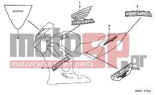 HONDA - CBR600F (ED) 2001 - Body Parts - STRIPE (5) - 77217-MBW-840ZA - MARK, RR. COWL (HONDA) *TYPE4*