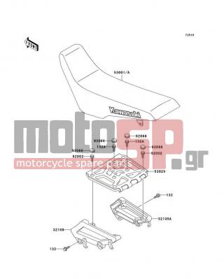 KAWASAKI - KLX650 1993 - Body Parts - Seat - 53001-1762-LY - SEAT-ASSY,DUAL,W/BAND,GREEN