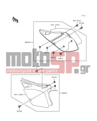 KAWASAKI - KX125 1993 - Body Parts - Side Cover - 36030-5025-6W - COVER-SIDE,LH,L.GREEN