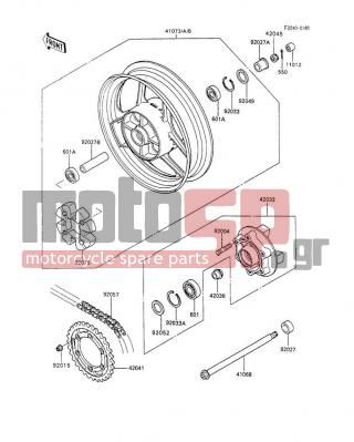 KAWASAKI - NINJA® 600R 1993 -  - Rear Wheel/Chain - 92027-1875 - COLLAR,RR AXLE,L=28