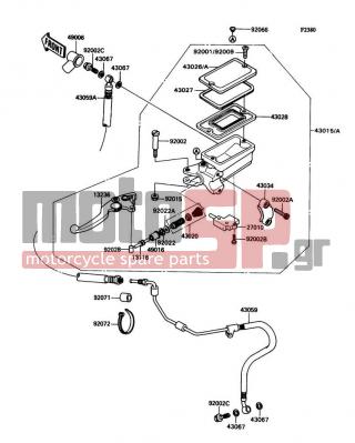 KAWASAKI - NINJA® ZX™-11 1993 - Engine/Transmission - Clutch Master Cylinder - 43015-1499 - CYLINDER-ASSY-MASTER,CLUTCH