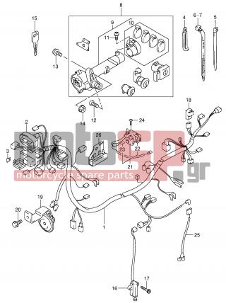 SUZUKI - AN400 (E2) Burgman 2001 - Electrical - WIRING HARNESS (MODEL Y) - 37840-20E00-000 - SWITCH ASSY, SIDE STAND