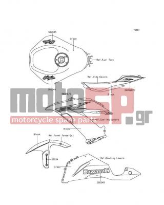 KAWASAKI - NINJA® ZX™-6R ABS 2013 - Body Parts - Decals(Green)(FDF)