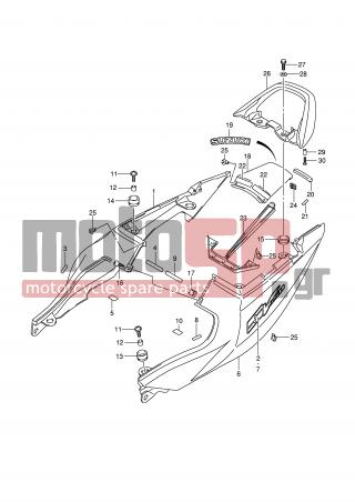 SUZUKI - SV650 (E2) 2008 - Body Parts - SEAT TAIL COVER (SV650K8/UK8/AK8/UAK8) - 68161-16G00-019 - EMBLEM, 