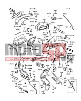KAWASAKI - VOYAGER XII 1993 - Body Parts - Cowling(ZG1200-B6/B7) - 14073-1246 - DUCT,COWLING,UPP,RH