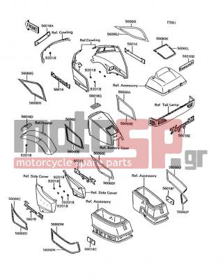 KAWASAKI - VOYAGER XII 1993 - Body Parts - Decals(ZG1200-B6/B7) - 56060-1034 - PATTERN,SIDE COVER,LH,BOTTOM