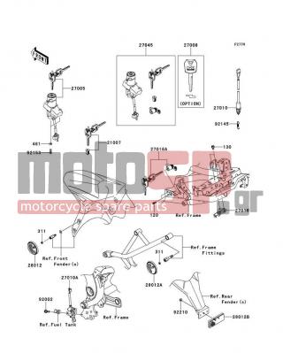 KAWASAKI - VERSYS® 2013 -  - Ignition Switch - 92210-0007 - NUT,FLANGED,5MM