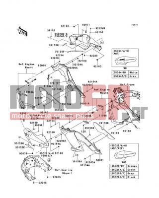 KAWASAKI - VERSYS® 1000 (EUROPEAN) 2013 - Body Parts - Cowling(Center) - 11056-1119 - BRACKET,SIDE COVER,LH,FR