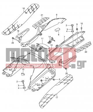 SUZUKI - AN250 (E2) Burgman 2001 - Body Parts - REAR LEG SHIELD (MODEL K1/K2) - 43750-14FA0-000 - BRACKET, PILLION LH