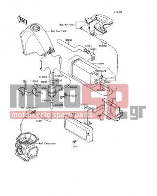 KAWASAKI - KLR650 1992 - Body Parts - Fuel Evaporative System - 14073-1219 - DUCT,CANISTER