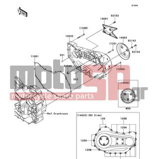 KAWASAKI - VULCAN® 1700 VAQUERO® 2013 - Engine/Transmission - Right Engine Cover(s) - 11061-0337 - GASKET,CLUTCH COVER
