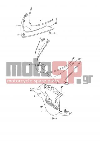 SUZUKI - UH200 (P19) Burgman 2007 - Body Parts - FRONT LEG SHIELD (MODEL K8) - 48131-03H00-YMR - COVER, FRONT (GRAY)