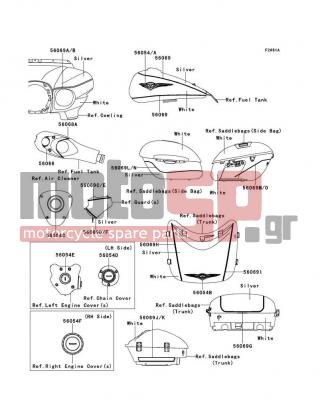 KAWASAKI - VULCAN® 1700 VOYAGER® 2013 - Body Parts - Decals(Silver/White)(ADF) - 56069-2551 - PATTERN,RR TRUNK,UPP,RH