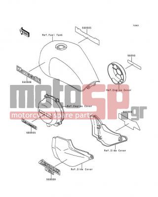 KAWASAKI - ZEPHYR 750 1992 - Body Parts - Decal(ZR750-C1/C2) - 56050-1602 - MARK,SIDE COVER,FOR RED