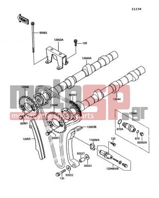 KAWASAKI - CONCOURS 1991 - Engine/Transmission - Camshaft/Tensioner - 12053-1115 - GUIDE-CHAIN,UPP