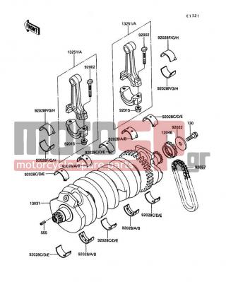 KAWASAKI - CONCOURS 1991 - Κινητήρας/Κιβώτιο Ταχυτήτων - Crankshaft - 130G0825 - BOLT-FLANGED,8X25