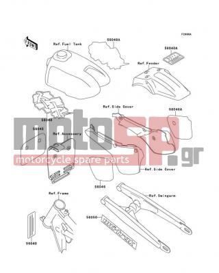 KAWASAKI - KX60 1991 - Body Parts - Label(KX60-B7) - 56050-1670 - MARK,SWING ARM,UNI-TRAK