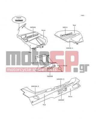 KAWASAKI - NINJA® ZX™-6 1991 - Body Parts - Decal(Resd/Rose)(ZX600-D2) - 56049-1589 - PATTERN,SIDE COVER,RR,RH