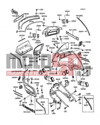 KAWASAKI - VOYAGER XII 1991 - Body Parts - Cowling - 39137-1057 - STAY-COMP,COWLING