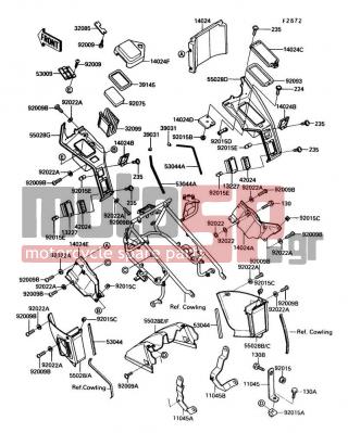 KAWASAKI - VOYAGER XII 1991 - Body Parts - Cowling Lowers - 53044-1161 - TRIM,INNER COWLING