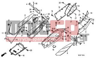 HONDA - FES125 (ED) 2007 - Body Parts - FLOOR PANEL-CENTER COVER (FES1257-A7) (FES1507-A7) - 64431-KRJ-790ZE - COVER, R. SIDE *YR287M*
