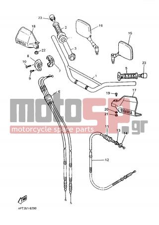 YAMAHA - XT600E (GRC) 1996 - Frame - STEERING HANDLE CABLE - 3TB-26280-00-00 - Rear View Mirror Assy(left)