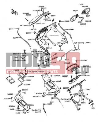 KAWASAKI - CONCOURS 1990 - Body Parts - Cowling - 23062-1068 - BRACKET-COMP,UPPER COWLING