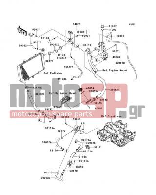 KAWASAKI - Z1000 (CANADIAN) 2013 - Engine/Transmission - Water Pipe - 39068-0010 - COOLER-ASSY-OIL