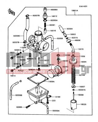 KAWASAKI - KD80 1990 - Engine/Transmission - Carburetor - 11009-1074 - GASKET,CABLE GUIDE