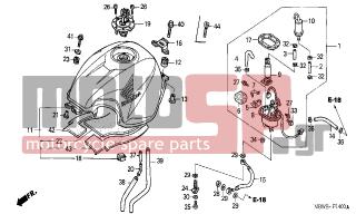 HONDA - CBR600F (ED) 2002 - Body Parts - FUEL TANK - 16714-MAT-D00 - STAY B COMP.