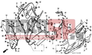 HONDA - CBR1000F (ED) 1995 - Body Parts - LOWER COWL - 64408-MS2-000 - RUBBER, R. MIDDLE COWL SEAL