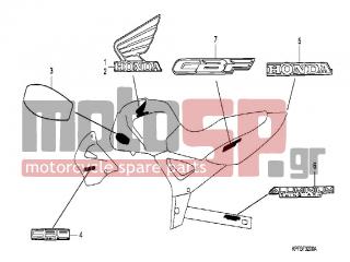 HONDA - CBF250 (ED) 2004 - Body Parts - MARK/STRIPE - 17514-KPF-930ZD - MARK, L. FUEL TANK *TYPE4*