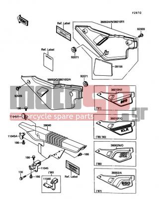 KAWASAKI - KLR650 1990 - Εξωτερικά Μέρη - Side Cover/Chain Case - 36010-5158-6F - COVER-SIDE,LH,P.WHITE