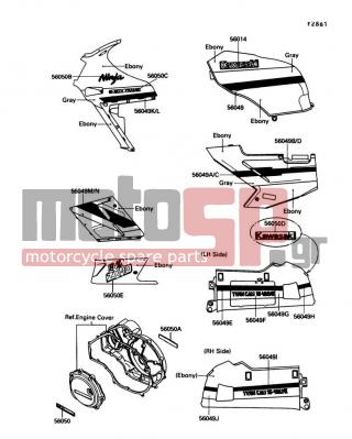 KAWASAKI - NINJA® ZX™-10 1990 - Body Parts - Decals - 56049-1117 - PATTERN,SEAT COVER,RR,RH