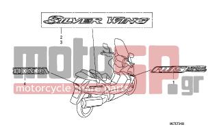HONDA - FJS400D (ED) Silver Wing 2006 - Body Parts - MARK - 83602-MEF-D00ZA - MARK, RR. BODY COVER *TYPE1*