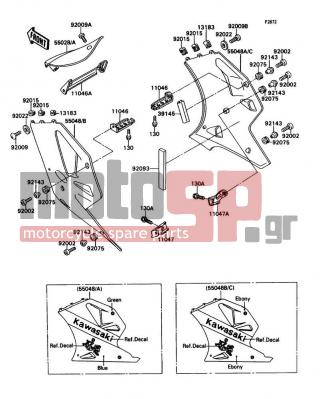 KAWASAKI - NINJA® ZX™-7 1990 - Body Parts - Cowling Lowers - 130J0610 - BOLT-FLANGED