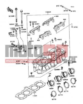 KAWASAKI - NINJA® ZX™-7 1990 - Engine/Transmission - Cylinder Head - 16065-1216 - HOLDER-CARBURETOR,#3